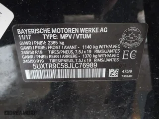2018 BMW X3 xDrive30i with VIN 5UXTR9C58JLC76989, listed as a IAAI auction lot 41852158 with 76,202 mi miles. Bid and sale history available at carsss.com. Image 9.