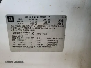 2014 Chevrolet Silverado 1500 Work Truck with VIN 1GCVKPEH7EZ313136, listed as a Copart auction lot 49158825 with 105,461 mi miles and Salvage Title. Bid and sale history available at DreamBid. Image 14.