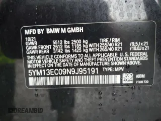 2022 BMW X3 M z VIN 5YM13EC09N9J95191, wystawiony jako Copart lot #63090823 z przebiegiem 15 029 mil mil oraz . Historia ofert i sprzedaży dostępna na DreamBid. Obrazek 15.