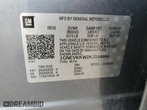 2019 Chevrolet Traverse Premier with VIN 1GNEVKKW2KJ144464, listed as a Copart auction lot 49240695 with 95,106 mi miles and Salvage Title. Bid and sale history available at carsss.com. Image 13.