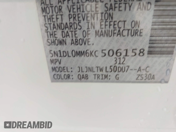 2019 Infiniti QX60 Luxe z VIN 5N1DL0MM6KC506158, wystawiony jako IAAI lot #42316181 z przebiegiem 81 211 mil mil oraz . Historia ofert i sprzedaży dostępna na DreamBid. Obrazek 9.