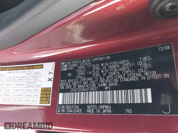2006 Scion xB with VIN JTLKT324464124537, listed as a IAAI auction lot 41929345 with 141,111 mi miles. Bid and sale history available at carsss.com. Image 9.