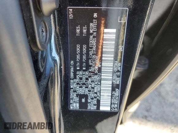 2015 Lexus LX 570 with VIN JTJHY7AX5F4173513, listed as a Copart auction lot 87815355 with 141,915 mi miles and Salvage Title. Bid and sale history available at DreamBid. Image 13.