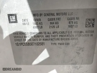 2014 Chevrolet Cruze 1LT with VIN 1G1PC5SB5E7102581, listed as a IAAI auction lot 41461129 with 65,405 mi miles. Bid and sale history available at carsss.com. Image 9.