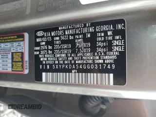 2016 Kia Sorento SX z VIN 5XYPKDA54GG031749, wystawiony jako Copart lot #59871035 z przebiegiem 284 115 mil mil oraz Szkoda całkowita • Salvage title. Historia ofert i sprzedaży dostępna na DreamBid. Obrazek 13.