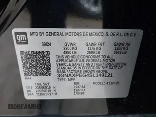 2025 Chevrolet Equinox AWD LT with VIN 3GNAXPEG4SL149121, listed as a IAAI auction lot 41804030 with 1 mi miles. Bid and sale history available at carsss.com. Image 9.