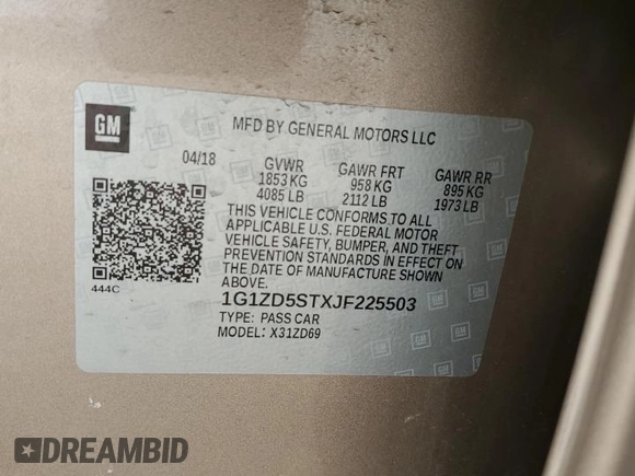 2018 Chevrolet Malibu LT with VIN 1G1ZD5STXJF225503, listed as a Copart auction lot 46692325 with 128,398 mi miles and Salvage Title. Bid and sale history available at DreamBid. Image 14.