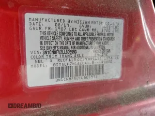 2020 Nissan Versa SR z VIN 3N1CN8FV2LL805993, wystawiony jako Copart lot #55901785 z przebiegiem 80 953 mil mil oraz Szkody całkowita. Historia ofert i sprzedaży dostępna na DreamBid. Obrazek 13.