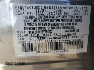2025 Nissan Sentra S z VIN 3N1AB8BV1SY266922, wystawiony jako Copart lot #49598305 z przebiegiem 1 102 mil mil oraz Szkoda całkowita • Salvage title. Historia ofert i sprzedaży dostępna na DreamBid. Obrazek 12.