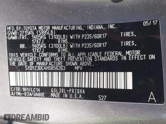 2017 Toyota Sienna XLE Auto Access Seat with VIN 5TDYZ3DC4HS856263, listed as a IAAI auction lot 42003167 with 100,105 mi miles. Bid and sale history available at carsss.com. Image 9.