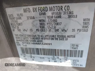 2006 Ford F-150 STX with VIN 1FTRX14W66FA28091, listed as a IAAI auction lot 42186810 with 139,791 mi miles and . Bid and sale history available at DreamBid. Image 9.