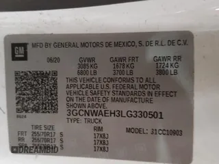 2020 Chevrolet Silverado 1500 Work Truck with VIN 3GCNWAEH3LG330501, listed as a Copart auction lot 84413054 with 99,049 mi miles and Clean Title. Bid and sale history available at DreamBid. Image 13.