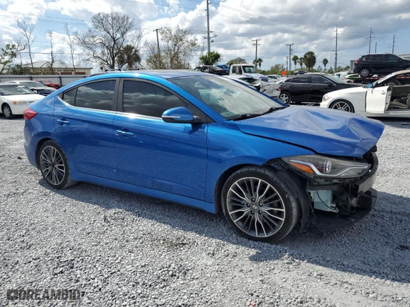 2018 Hyundai Elantra Sport with VIN KMHD04LB9JU637187, listed as a Copart auction lot 43939845 with 47,961 mi miles and Salvage Title. Bid and sale history available at carsss.com. Image 4.
