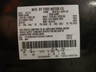 2016 Ford Explorer Sport with VIN 1FM5K8GT5GGC12615, listed as a Copart auction lot 54583575 with 288,321 mi miles and Salvage Title. Bid and sale history available at DreamBid. Image 13.