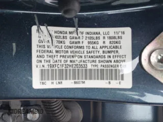 2017 Honda Civic Sedan EX-T with VIN 19XFC1F32HE203533, listed as a IAAI auction lot 41685972 with 93,985 mi miles. Bid and sale history available at carsss.com. Image 9.