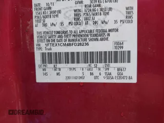 2011 Ford F-150 XL with VIN 1FTEX1CM4BFD28236, listed as a IAAI auction lot 42435237 with 210,008 mi miles and . Bid and sale history available at DreamBid. Image 9.