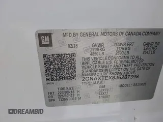 2018 Chevrolet Equinox LT with VIN 2GNAXTEX8J6287398, listed as a IAAI auction lot 42007371 with 140,554 mi miles. Bid and sale history available at carsss.com. Image 9.