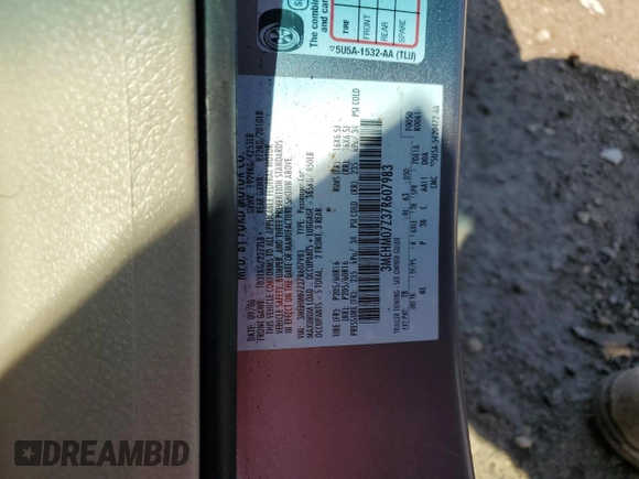 2007 Mercury Milan with VIN 3MEHM07Z37R607983, listed as a Copart auction lot 55635415 with 216,983 mi miles and Salvage title. Bid and sale history available at DreamBid. Image 12.