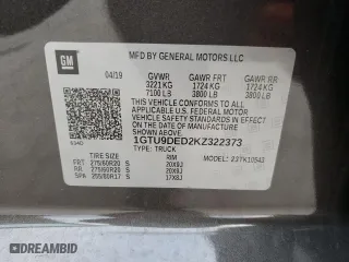 2019 GMC Sierra 1500 SLT with VIN 1GTU9DED2KZ322373, listed as a Copart auction lot 45382825 with 74,890 mi miles and Salvage Title. Bid and sale history available at carsss.com. Image 13.