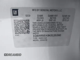 2019 Cadillac CTS Luxury RWD with VIN 1G6AR5SX8K0135380, listed as a IAAI auction lot 41115382 with 65,199 mi miles and . Bid and sale history available at DreamBid. Image 9.