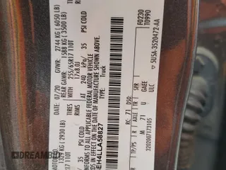 2020 Ford Ranger XL with VIN 1FTER4EH4LLA58827, listed as a Copart auction lot 55816085 with 108,674 mi miles and Salvage title. Bid and sale history available at DreamBid. Image 13.