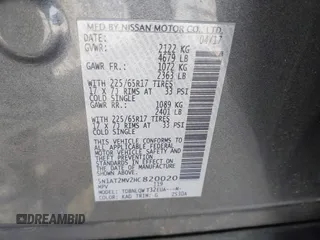 2017 Nissan Rogue SV z VIN 5N1AT2MV2HC820020, wystawiony jako IAAI lot #42071563 z przebiegiem 95 974 mil mil oraz . Historia ofert i sprzedaży dostępna na DreamBid. Obrazek 9.