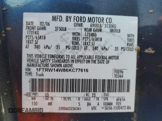 2006 Ford F-150 XLT with VIN 1FTRW14W86KC77616, listed as a Copart auction lot 81595594 with 298,969 mi miles and Salvage Title. Bid and sale history available at carsss.com. Image 12.