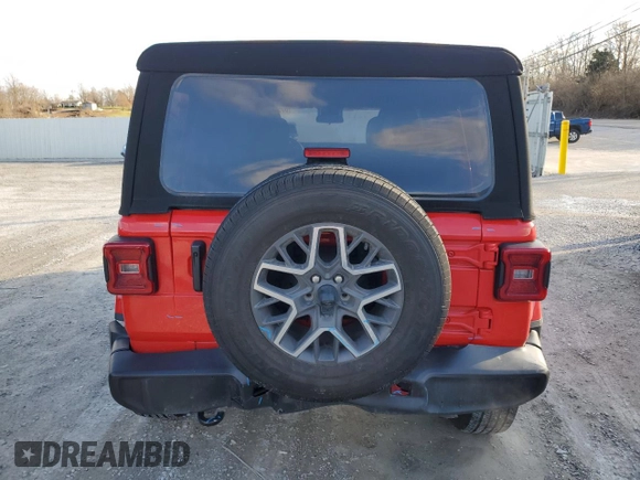 2024 Jeep Wrangler Sahara with VIN 1C4PJXEG9RW236263, listed as a Copart auction lot 45009025 with 13,985 mi miles and Salvage Title. Bid and sale history available at carsss.com. Image 6.