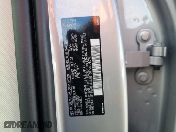 2024 Volvo XC90 Plus Bright Theme z VIN YV4062PE9R1236095, wystawiony jako Copart lot #84622444 z przebiegiem Nie podano mil oraz Szkoda całkowita • Salvage title. Historia ofert i sprzedaży dostępna na DreamBid. Obrazek 13.