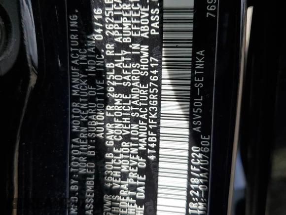 2016 Toyota Camry XLE with VIN 4T4BF1FK3GR576417, listed as a Copart auction lot 50408955 with 108,999 mi miles and Salvage Title. Bid and sale history available at carsss.com. Image 14.