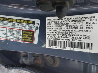 2013 Honda CR-V LX with VIN 2HKRM4H30DH638243, listed as a IAAI auction lot 42012591 with Not Provided miles and . Bid and sale history available at DreamBid. Image 9.