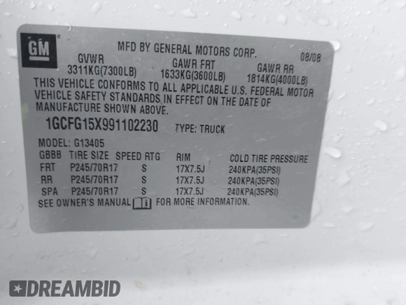 2009 Chevrolet Express Cargo z VIN 1GCFG15X991102230, wystawiony jako IAAI lot #41517800 z przebiegiem 291 167 mil mil oraz . Historia ofert i sprzedaży dostępna na DreamBid. Obrazek 9.