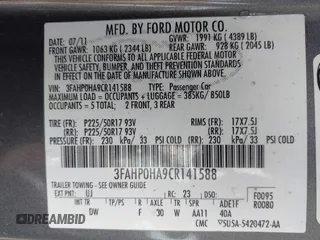 2012 Ford Fusion SE with VIN 3FAHP0HA9CR141588, listed as a IAAI auction lot 42485632 with 124,312 mi miles and . Bid and sale history available at DreamBid. Image 9.