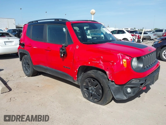 2018 Jeep Renegade Trailhawk with VIN ZACCJBCB9JPH37406, listed as a IAAI auction lot 41822630 with 57,711 mi miles and . Bid and sale history available at DreamBid. Image 1.