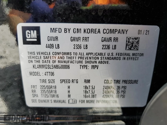 2022 Buick Encore GX Essence z VIN KL4MMGSL5NB000006, wystawiony jako Copart lot #55819465 z przebiegiem 11 849 mil mil oraz Szkoda całkowita • Salvage title. Historia ofert i sprzedaży dostępna na DreamBid. Obrazek 14.