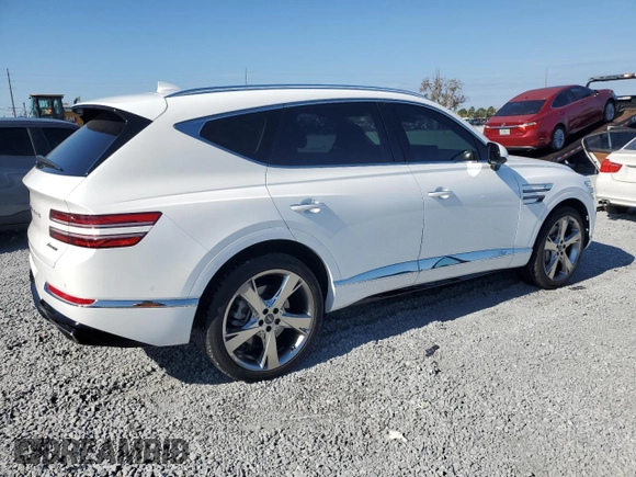 2021 Genesis GV80 with VIN KMUHCESC0MU054263, listed as a Copart auction lot 85953934 with 28,735 mi miles and Salvage Title. Bid and sale history available at DreamBid. Image 3.