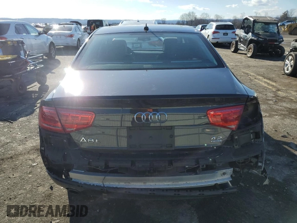2012 Audi A8 with VIN WAURVAFD8CN004536, listed as a Copart auction lot 45173125 with 143,000 mi miles and Salvage title. Bid and sale history available at DreamBid. Image 6.