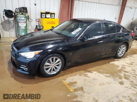2015 Infiniti Q50 Premium with VIN JN1BV7AP6FM350140, listed as a Copart auction lot 56067465 with 125,241 mi miles and Salvage title. Bid and sale history available at DreamBid. Image 1.
