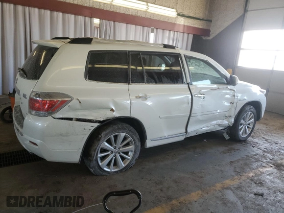 2013 Toyota Highlander Hybrid Limited with VIN JTEDC3EH9D2014297, listed as a Copart auction lot 45854775 with 0 mi miles and Salvage Title. Bid and sale history available at carsss.com. Image 3.