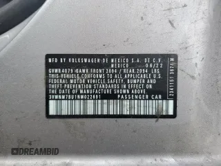 2022 Volkswagen Jetta z VIN 3VWNM7BU1NM022691, wystawiony jako Copart lot #81327324 z przebiegiem Nie podano mil oraz Szkoda całkowita • Salvage title. Historia ofert i sprzedaży dostępna na DreamBid. Obrazek 12.