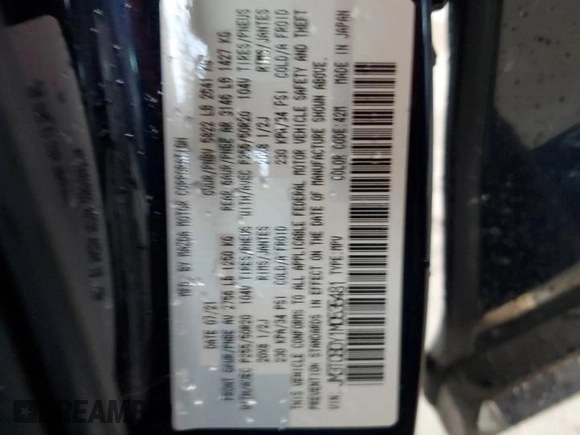 2021 Mazda CX-9 Grand Touring with VIN JM3TCBDY1M0535481, listed as a Copart auction lot 58764065 with 80,758 mi miles and Salvage title. Bid and sale history available at DreamBid. Image 13.