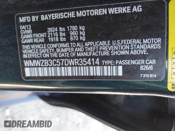 2013 MINI Countryman with VIN WMWZB3C57DWR35414, listed as a IAAI auction lot 41771890 with 141,561 mi miles and . Bid and sale history available at DreamBid. Image 9.