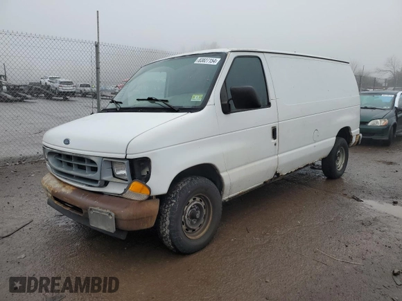 2001 Ford Econoline Cargo with VIN 1FTRE142X1HB27593, listed as a Copart auction lot 83827154 with 190,761 mi miles and Salvage Title. Bid and sale history available at DreamBid. Image 1.