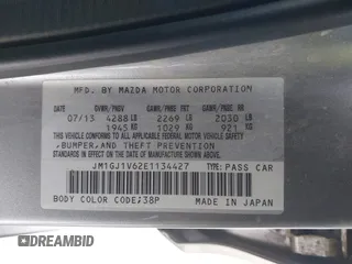 2014 Mazda Mazda6 i Touring with VIN JM1GJ1V62E1134427, listed as a IAAI auction lot 41550411 with 112,804 mi miles. Bid and sale history available at carsss.com. Image 9.