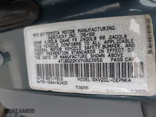 2000 Toyota Camry CE with VIN 4T1BG22KXYU923956, listed as a IAAI auction lot 41937950 with 101,539 mi miles. Bid and sale history available at carsss.com. Image 9.