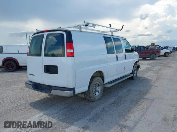 2021 Chevrolet Express Cargo with VIN 1GCWGAFP5M1258210, listed as a IAAI auction lot 42378121 with 50,438 mi miles and . Bid and sale history available at DreamBid. Image 4.