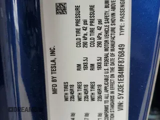 2021 Tesla Model 3 Long Range z VIN 5YJ3E1EB4MF876849, wystawiony jako Copart lot #48927385 z przebiegiem 32 163 mil mil oraz Szkoda całkowita • Salvage title. Historia ofert i sprzedaży dostępna na DreamBid. Obrazek 14.