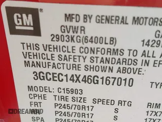2006 Chevrolet Silverado 1500 Work Truck with VIN 3GCEC14X46G167010, listed as a IAAI auction lot 41927606 with 126,356 mi miles. Bid and sale history available at carsss.com. Image 9.