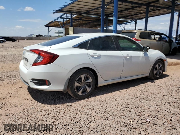 2019 Honda Civic Sedan LX with VIN 19XFC2F60KE027623, listed as a Copart auction lot 53839175 with 104,820 mi miles and Salvage Title. Bid and sale history available at carsss.com. Image 3.
