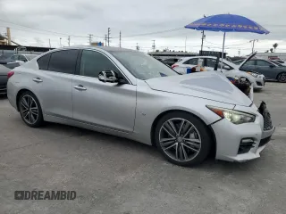 2015 Infiniti Q50 Sport with VIN JN1BV7AP7FM343293, listed as a Copart auction lot 53559645 with 123,386 mi miles and Salvage title. Bid and sale history available at DreamBid. Image 4.